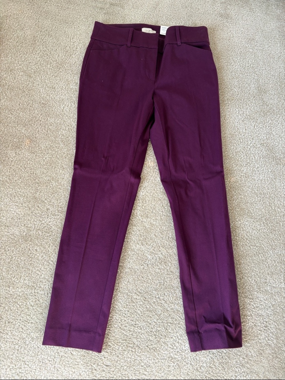 LOFT Skinny Ankle Curvy Pants in Plum